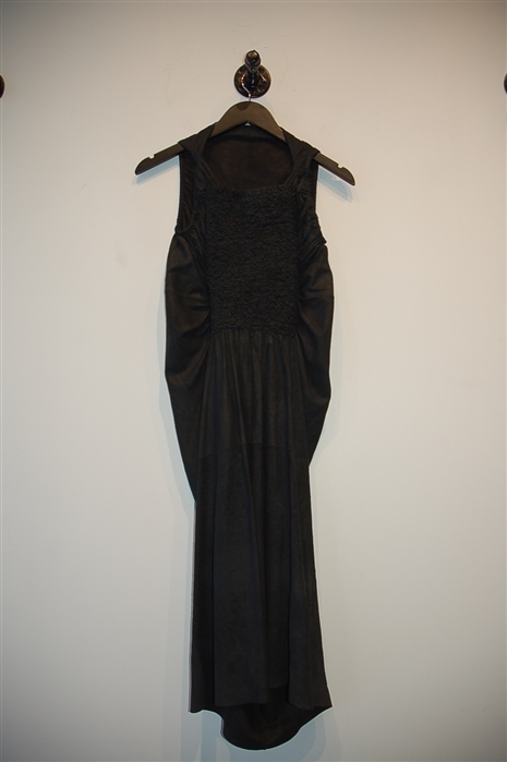 Black Leather Rick Owens Sheath Dress, size 8
