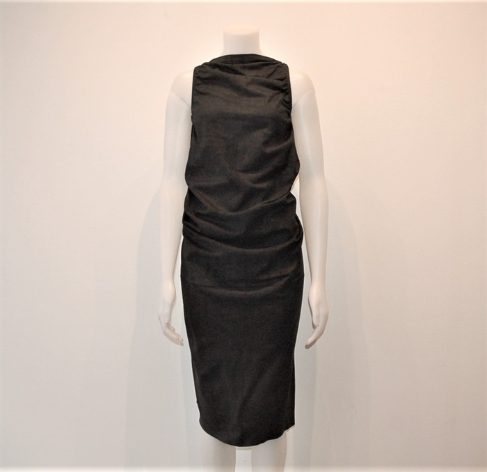 Black Leather Rick Owens Sheath Dress, size 8