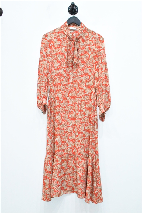 Paisley Sandro Midi Dress, size 4