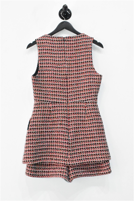 Red Tweed Maje Romper, size 8