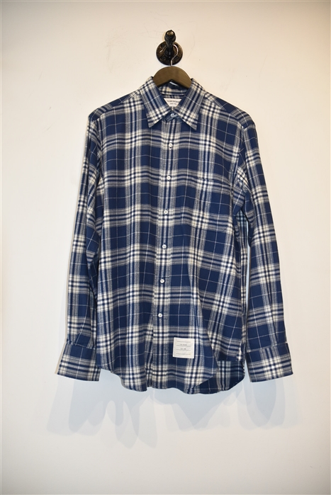 Blue Check Thom Browne Button Shirt, size L