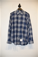 Blue Check Thom Browne Button Shirt, size L