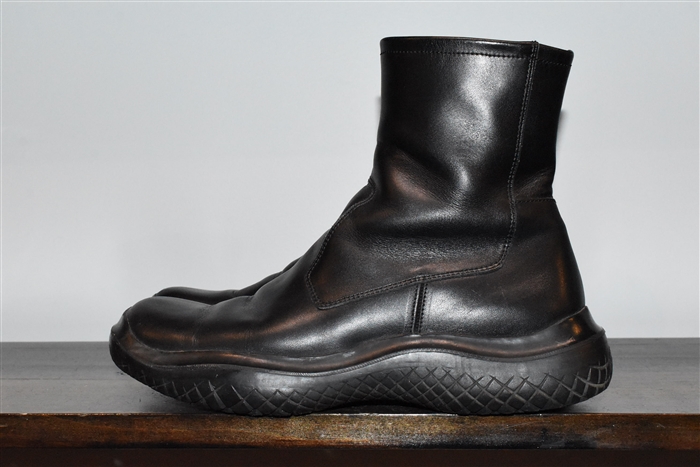 Black Leather Prada Ankle Boots, size 8