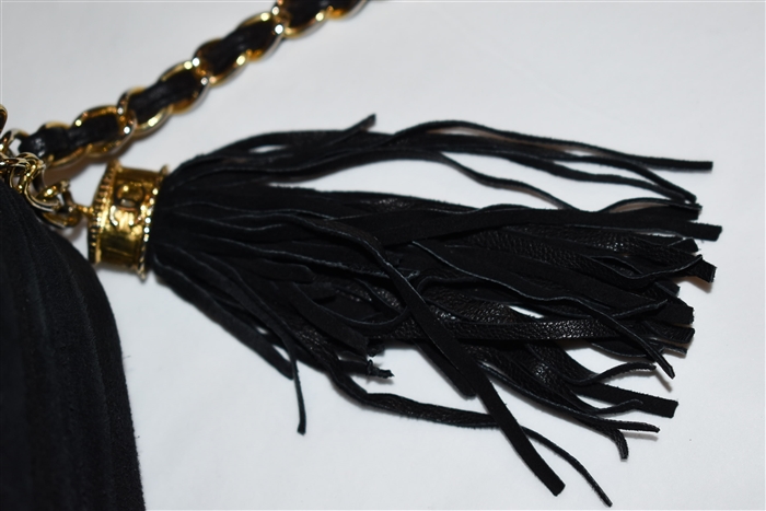 Black Suede Chanel - Vintage Shoulder Bag, size S