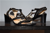 Black Leather Chanel Sandals, size 7.5