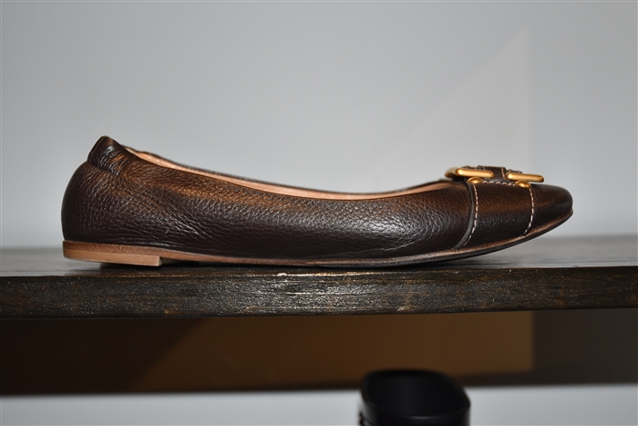 Dark Leather Chloe Ballet Flats, size 9