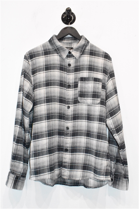 Gray Check A.P.C. Button Shirt, size M