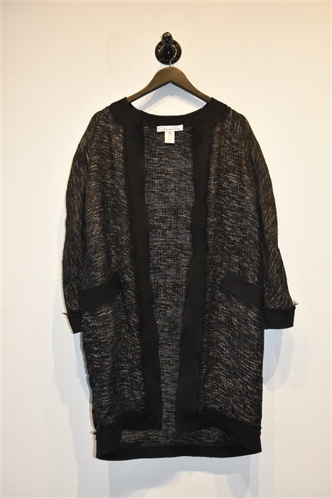 Black & Silver Oscar de la Renta Dress Coat, size 6