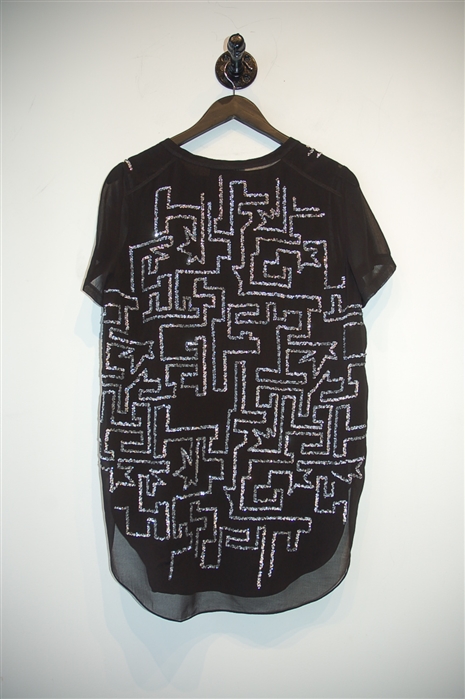Black & Silver 3.1 Phillip Lim Short-Sleeved Top, size 6