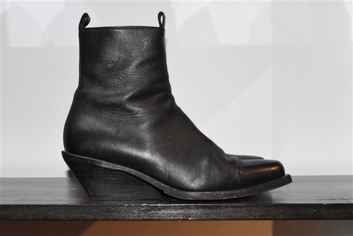 Black Leather Ann Demeulemeester Ankle Boots, size 10