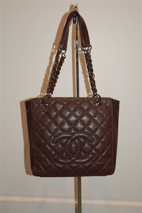 Dark Chocolate Chanel - Vintage Tote, size S