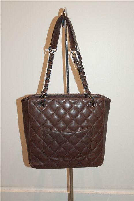 Dark Chocolate Chanel - Vintage Tote, size S