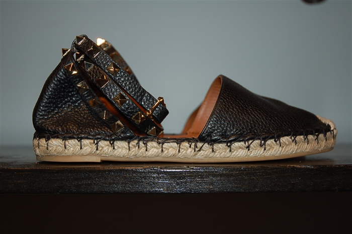 Black Leather Valentino Espadrilles, size 7