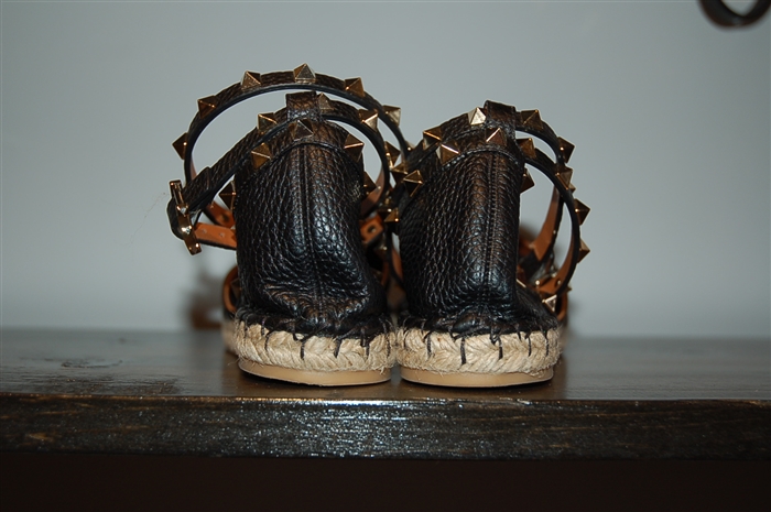 Black Leather Valentino Espadrilles, size 7