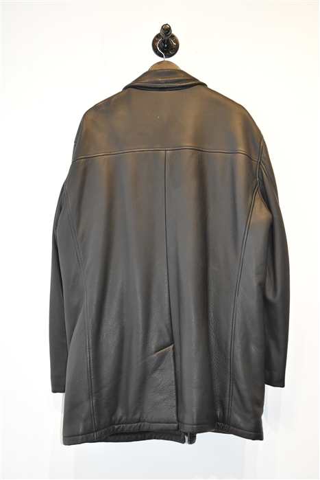 Black Leather Giorgio Armani Leather Jacket, size L