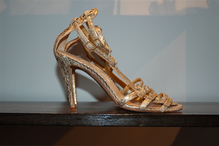 Gold Manolo Blahnik Sandal, size 7.5
