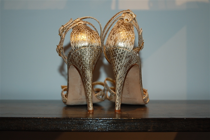 Gold Manolo Blahnik Sandal, size 7.5
