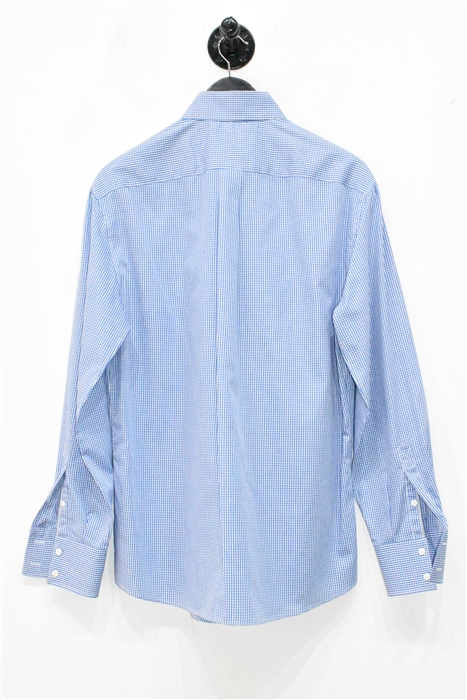 Blue Check Brunello Cucinelli Button Shirt, size M