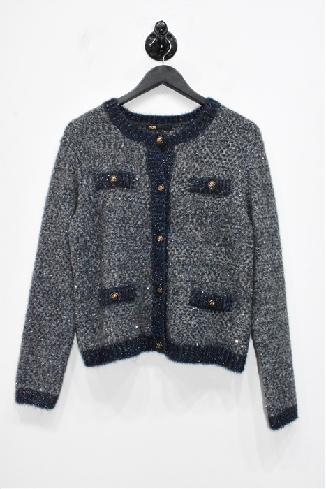 Navy Melange Maje Cardigan, size M