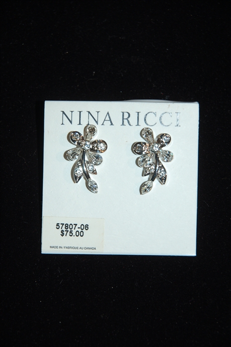 Rhodium Nina Ricci Earrings, size O/S