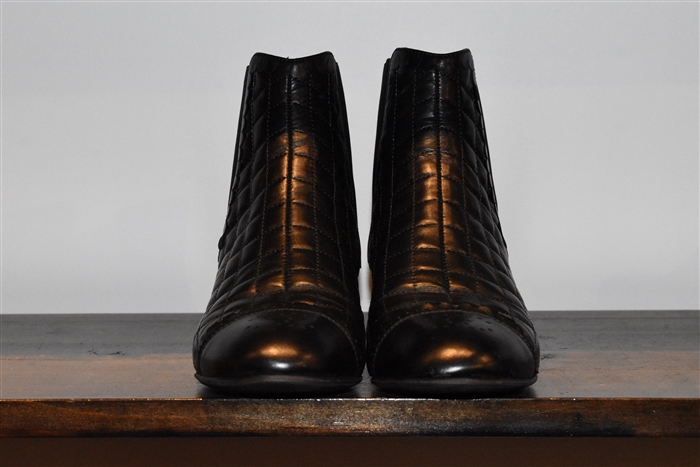Black Leather Chanel Chelsea Boots, size 9