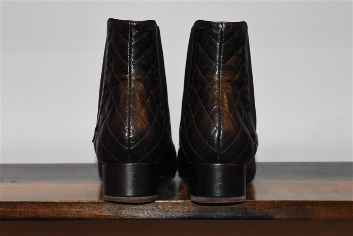 Black Leather Chanel Chelsea Boots, size 9