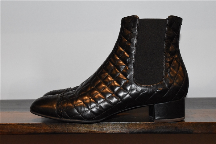 Black Leather Chanel Chelsea Boots, size 9