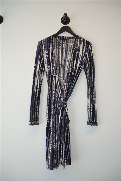 Abstract Print Pink Tartan Wrap Dress, size S