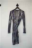 Abstract Print Pink Tartan Wrap Dress, size S