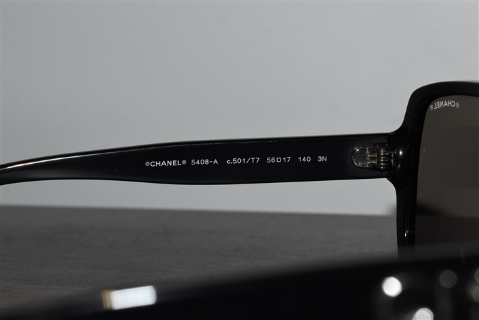 Shiny Black Chanel Sunglasses, size O/S
