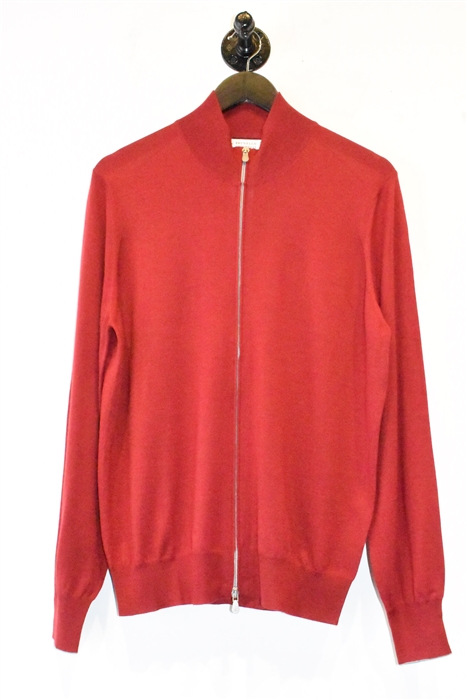 Dark Red Brunello Cucinelli Zippered Sweater, size M