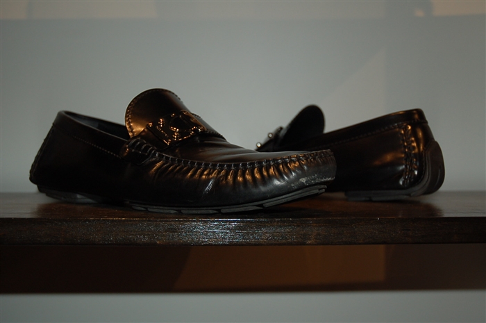 Black Leather Louis Vuitton Moccasin, size 11.5