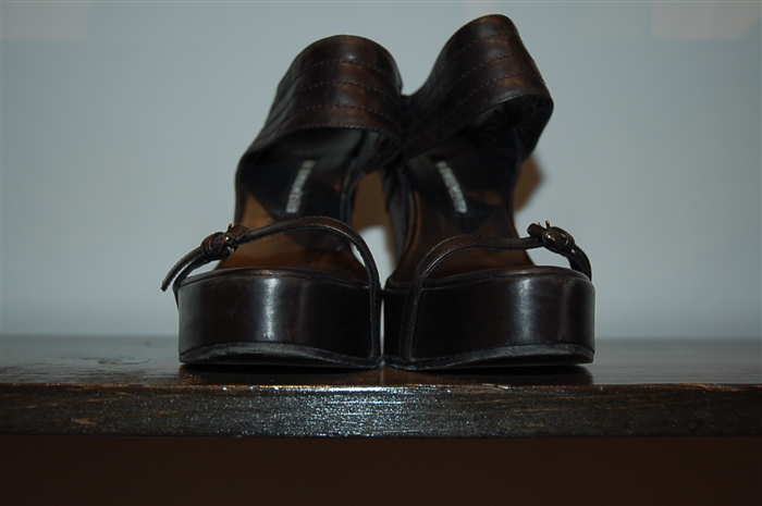 Black Leather Ann Demeulemeester Wedge, size 8