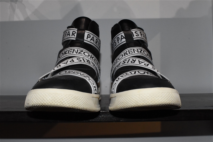 Black Leather Kenzo High-Top Sneakers, size 11.5