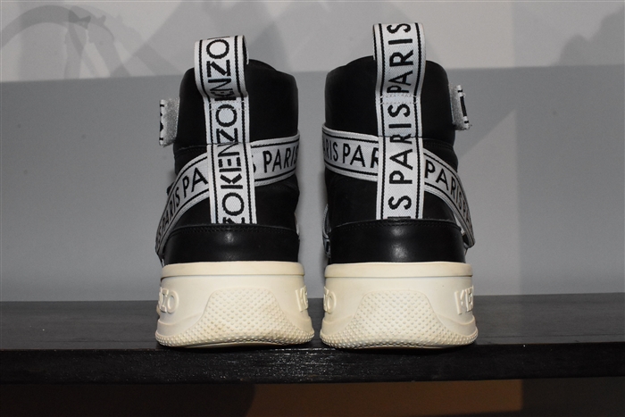 Black Leather Kenzo High-Top Sneakers, size 11.5
