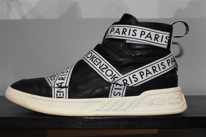Black Leather Kenzo High-Top Sneakers, size 11.5