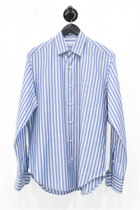 Blue Stripe Loro Piana Button Shirt, size M