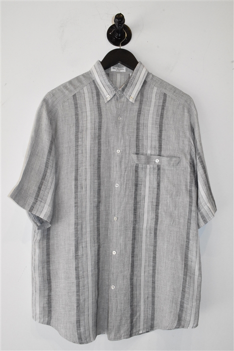Gray Stripe Pal Zileri Short-Sleeved Shirt, size M