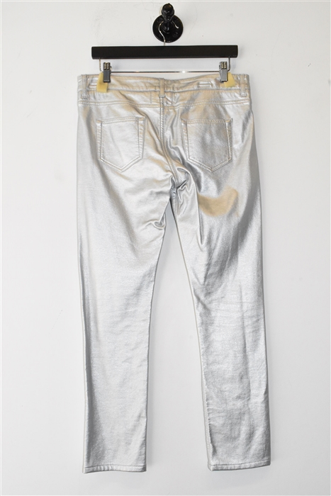 Metallic Silver Saint Laurent Skinny Jean, size 29
