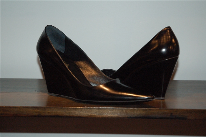 Black Leather Prada Wedge, size 8