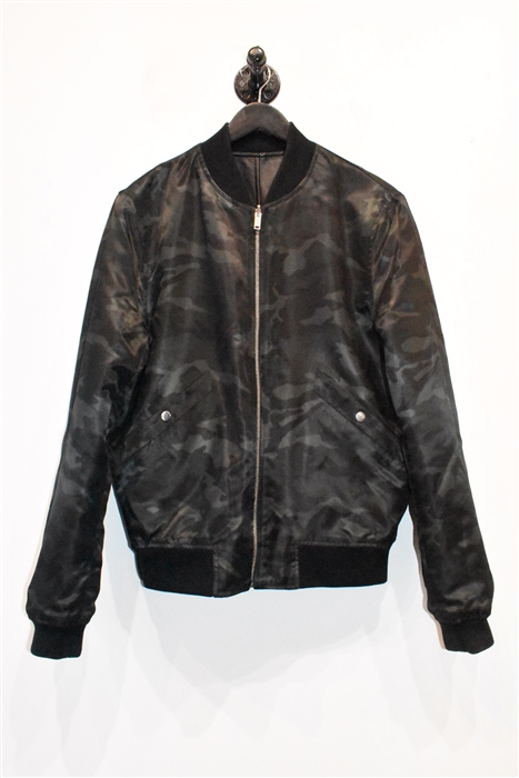 Black Leather Sandro Leather Bomber, size M