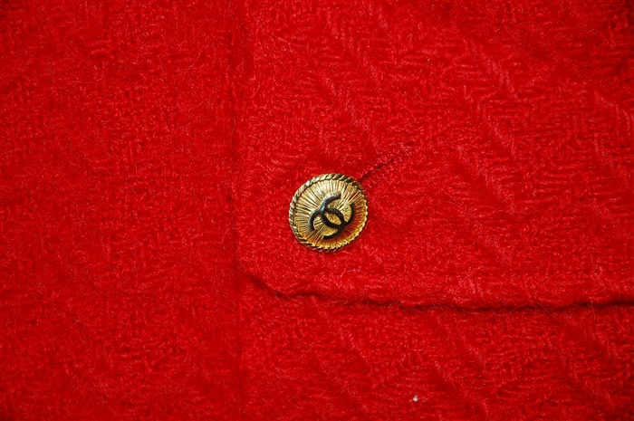 Bright Red Chanel - Vintage Skirt Suit, size L