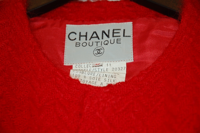 Bright Red Chanel - Vintage Skirt Suit, size L