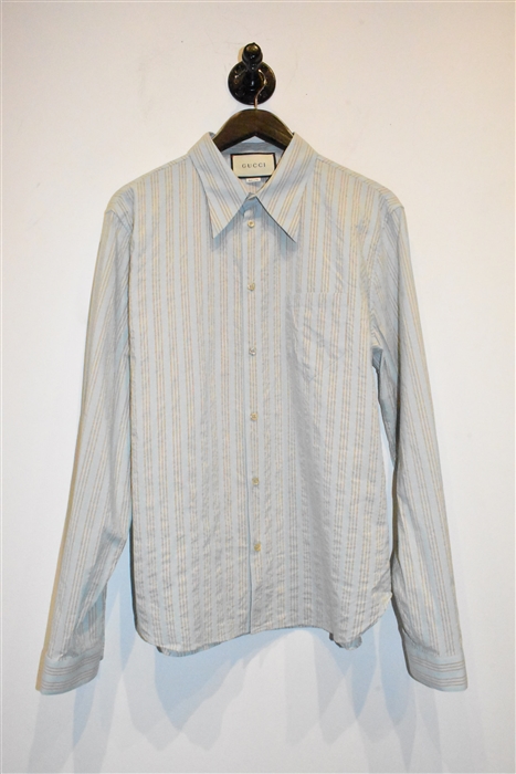 Blue Stripe Gucci Button Shirt, size XL