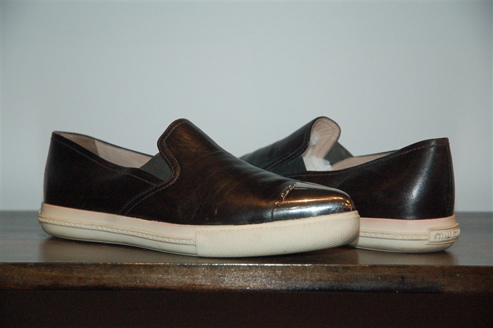 Basic Black Miu Miu Slip-Ons, size 8.5