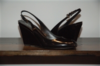 Black Leather Prada Wedge, size 8