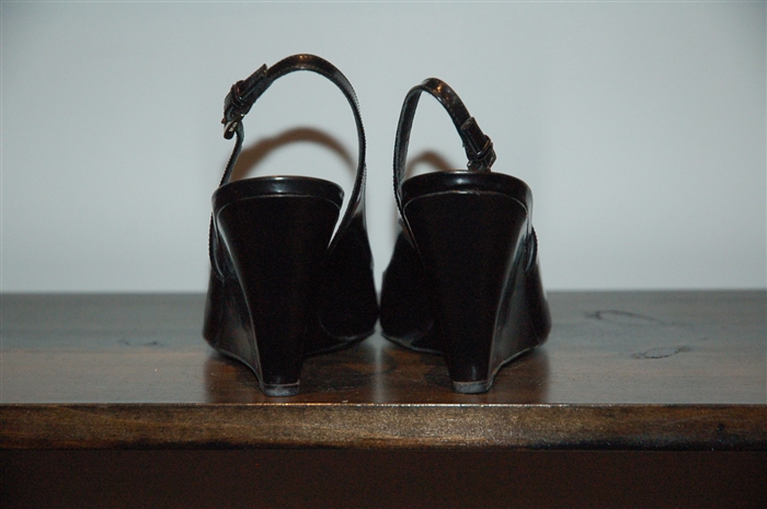 Black Leather Prada Wedge, size 8