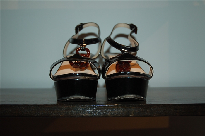 Black Patent Prada Sandal, size 9.5