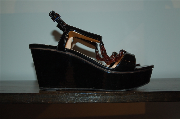 Black Patent Prada Sandal, size 9.5