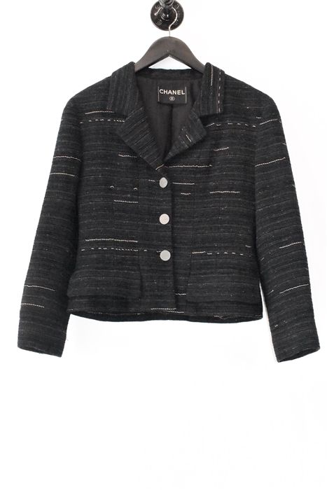 Black Tweed Chanel Tweed Jacket, size S